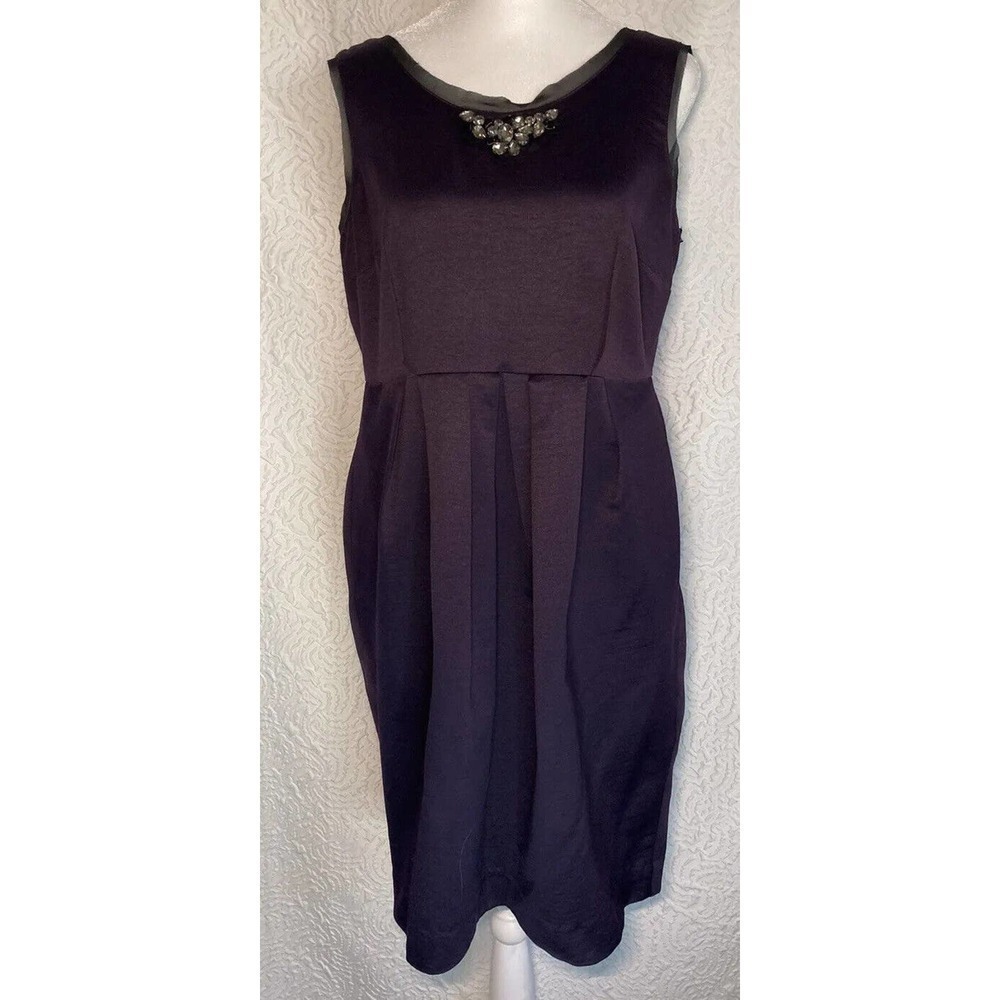 SIMPLY VERA WANG Jeweled Cocktail Sheath Dress Purple With Pockets Size 10